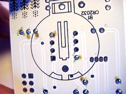 Corners of IC1 Socket Soldered